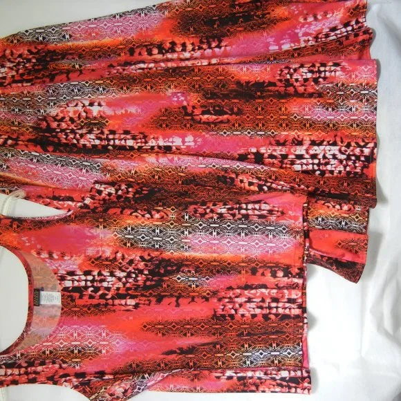 2 Piece Skirt Set Medium Sleeveless Crew Neck Top Midi Vintage Stretch Graphic - Picture 10 of 12